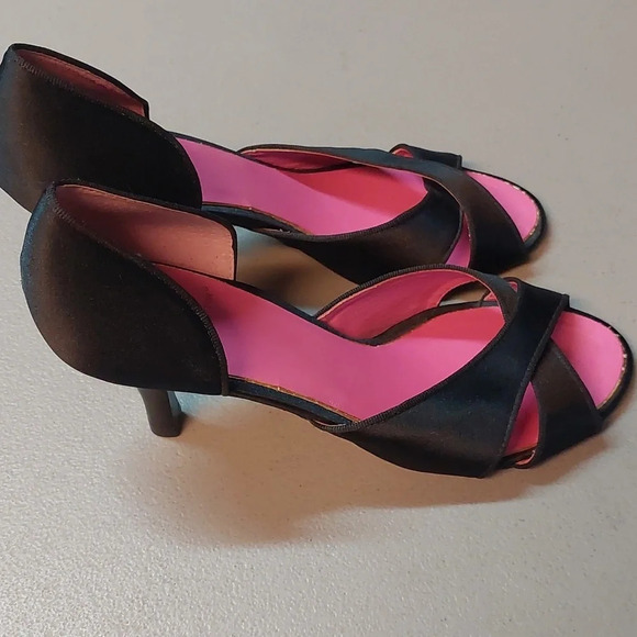 LILLY PULITZER DUCHESS SATIN D’ORSAY PEEP TOE Kitten heels BLACK 7.5 - Picture 4 of 6